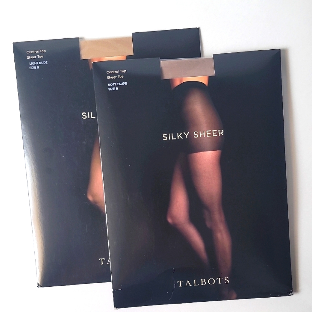 NWT Bundle of 2 pairs, Talbots Silky Sheer Pantyhose, Size B